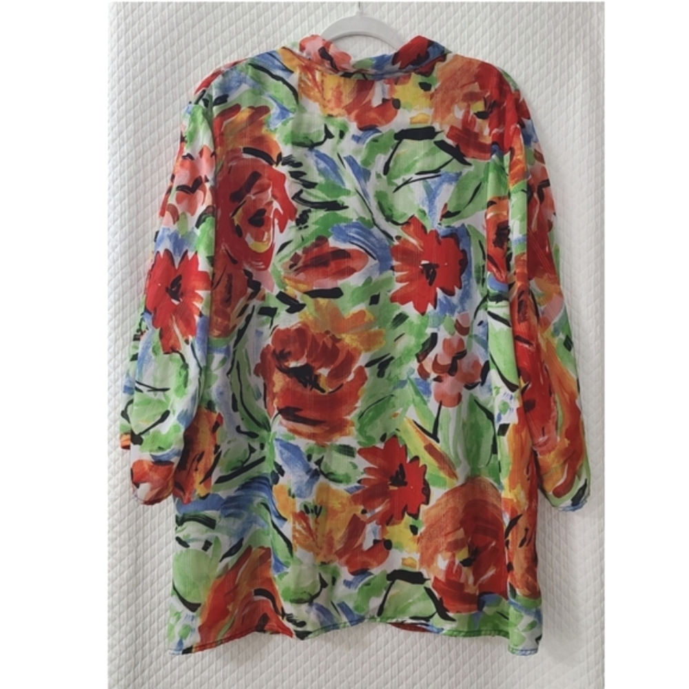 Maggie Barnes floral multi color button up blouse - Picture 5 of 8